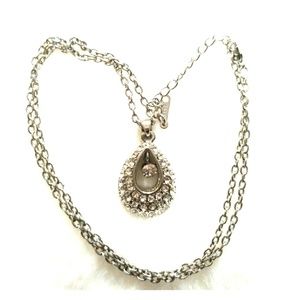 Crystals and silver chain necklace